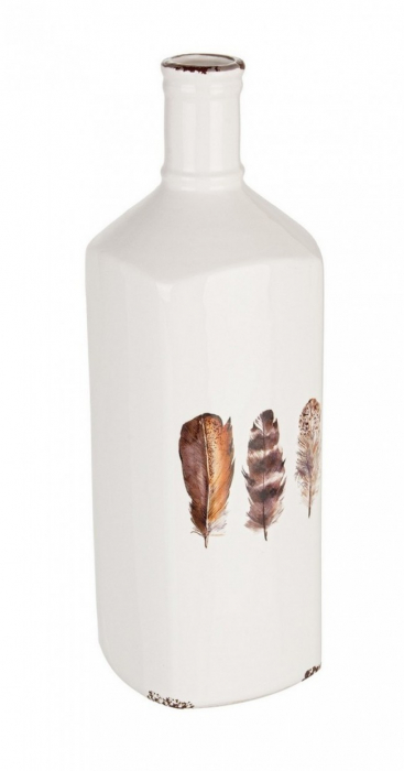 Vaza HURITT, ceramica, alb, 11x10x30cm