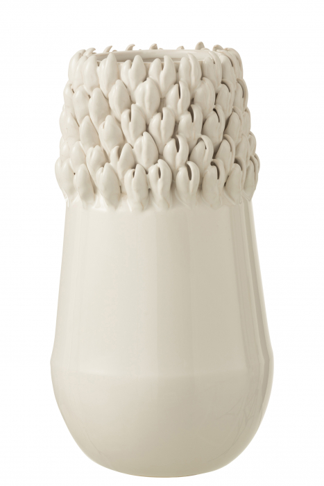 Vaza Ibiza, Ceramica, Alb, 18x18x33.5 cm
