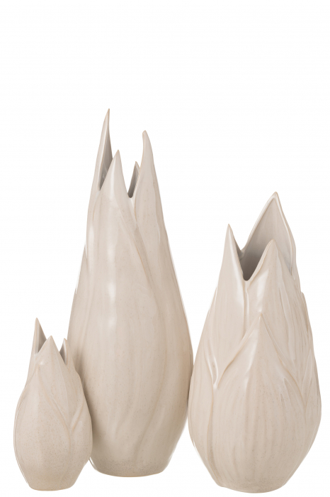 Vaza Ibiza Shiny, Ceramica, Alb/Bej, 17x17x56.5 cm [2]