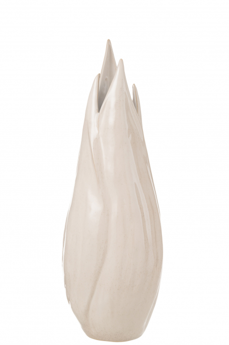 Vaza Ibiza Shiny, Ceramica, Alb Bej, 17x17x56.5 cm 17x17x56.5