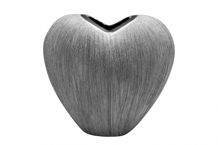 Poza Vaza inima Vulcanos, ceramica, gri argintiu, 13x7x12 cm