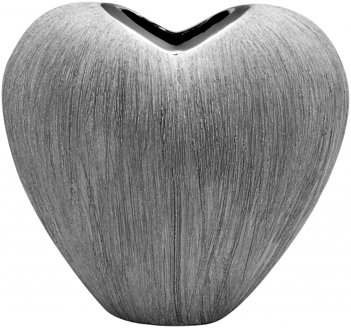 Poza Vaza inima Vulcanos, ceramica, gri argintiu, 18x9x17 cm