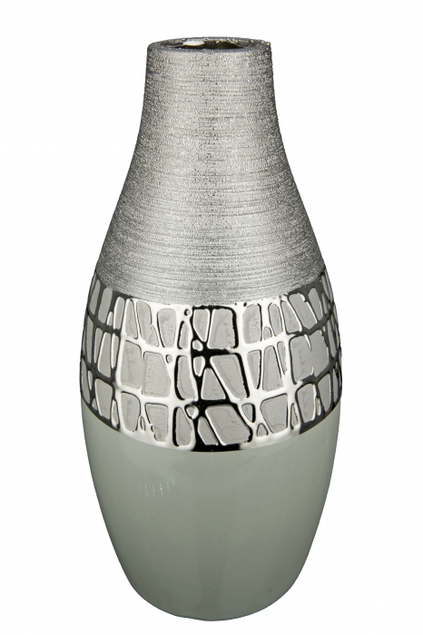 Vaza Lagos, Ceramica, Argintiu, 13x16.5x13 cm