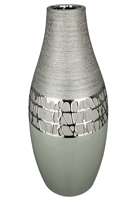 Vaza Lagos, Ceramica, Argintiu, 15.5x34x15.5 cm [2]
