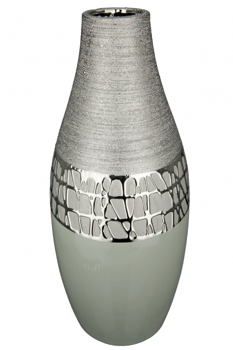 Vaza Lagos, Ceramica, Argintiu, 15.5x34x15.5 cm GILDE