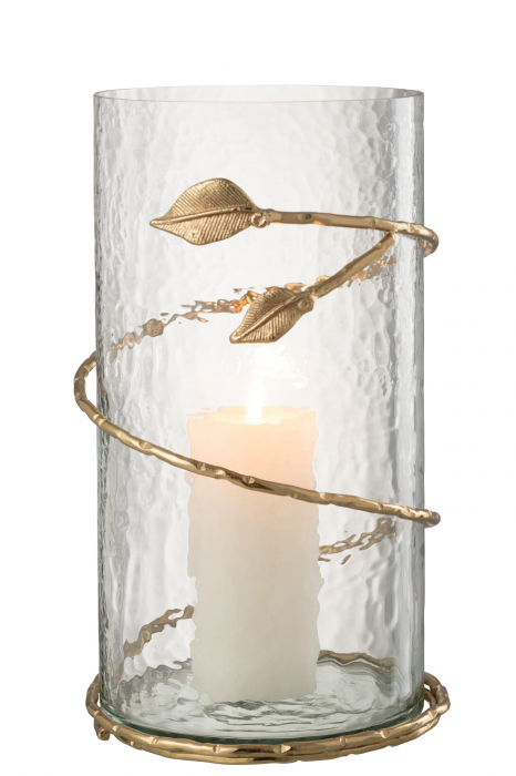 Vază, Leaf Long Sticlă/Fier Transparent/Auriu, L 17.5| W 17.5| H 34 cm [2]