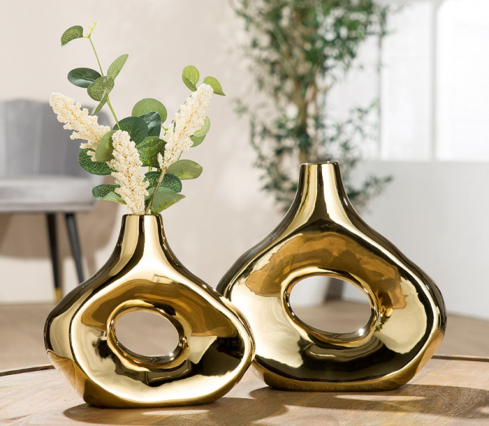 Vaza MALTA, Handmade, ceramica, auriu , 23 cm