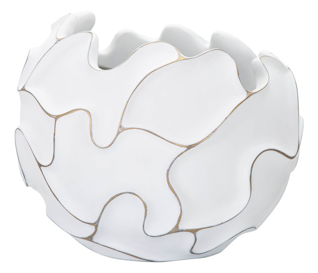 Vaza Lines, Rasina, Alb, 37x44x44 cm [2]