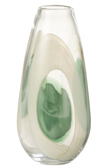 Vază, Livy Sticlă, Verde/Alb/Transparent M, L 17.5| W 17.5| H 37 cm [1]