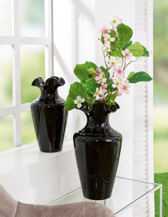 Vaza IRINA, sticla, negru, 32,5 cm
