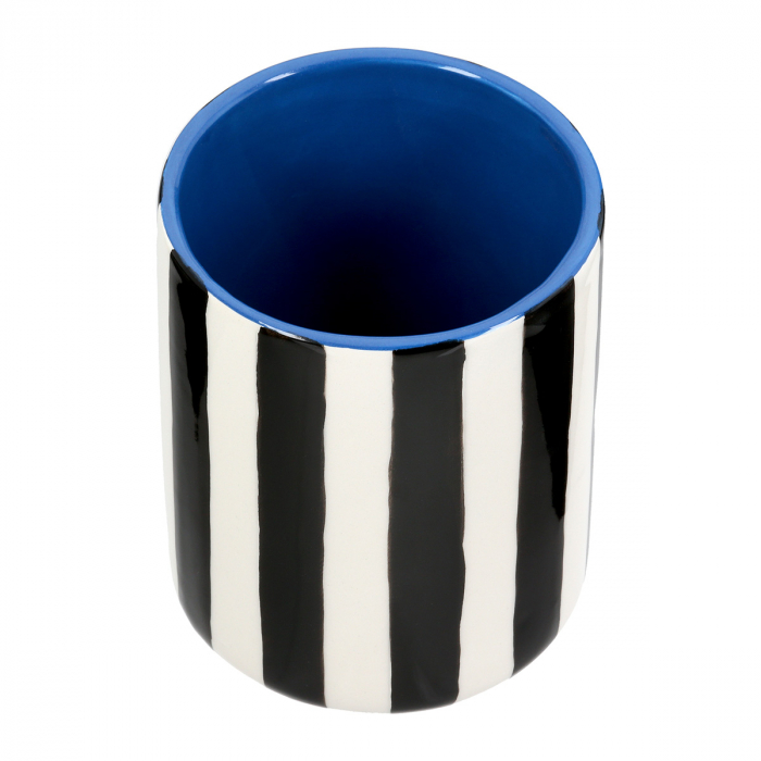 Vaza, Memphis, dungi, Ceramica, negru, alb, PU 8, H. 12,5 cm, D. 10 cm [2]