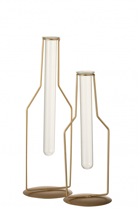 Vaza tube, Metal, Auriu, 10.5x10.5x33 [5]
