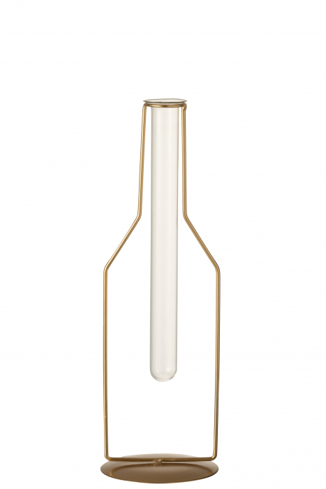 Vaza tube, Metal, Auriu, 10.5x10.5x33 [3]