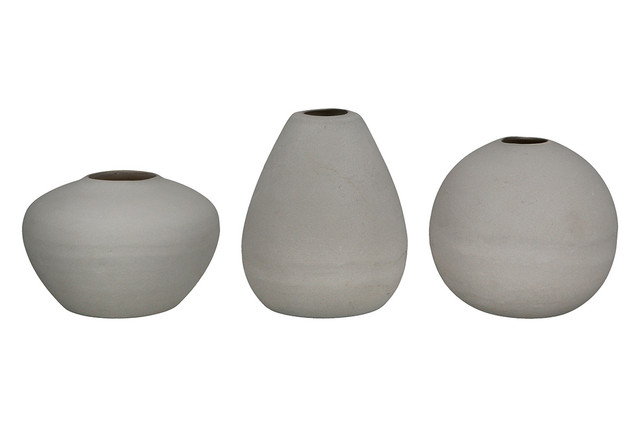 Vaza, MILO, Ceramica, Gri, 12X9 cm, set 3 [2]