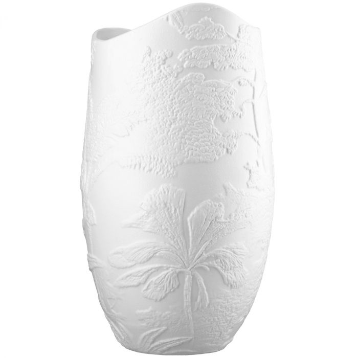Vază, motiv frunze, Porțelan, alb, PU 2, L. 14 cm, L. 15 cm, H 30 cm [3]