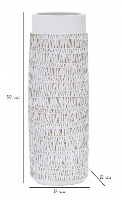 Vaza Nairobi oval, Rasina, Alb, 50x19x12 cm [7]
