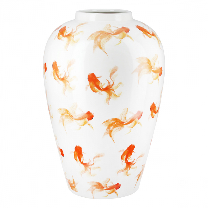 Vaza, Neon, Motiv peste, Ceramica, alba, PU 1, H. 42 cm, D. 28 cm [2]