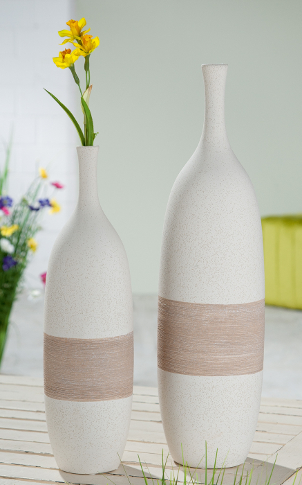Vaza Olbia, Ceramica, Crem/Maro, 40x11.5 cm [2]