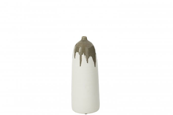 Vază, Olea Sticlă Verde Măsline/Alb S, L 18| W 18| H 47 cm [1]