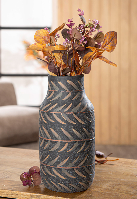 Vaza, „Oliva”, Ceramica, verde, negru, PU 3, H 26 cm, A. 13 cm [3]