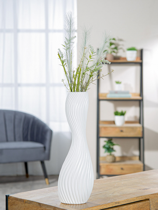 Vaza, organica, Faro, Ceramica, alba, PU 2, L. 8 cm, L. 13,5 cm, H. 40,5 cm [6]