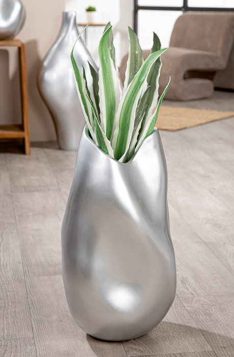 Vază, organică, rășină sintetică, argintie, PU 1, L. 27 cm, l. 29 cm, H 51 cm [3]