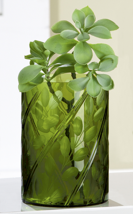 Poza Vaza Otono, sticla, verde, 19 cm