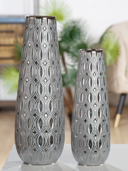 Vaza Ovado, ceramica, gri, 12x35x12 cm