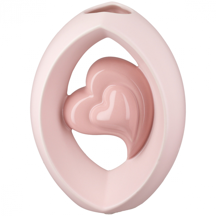 Vază, ovală, "Herz", ceramică, roz, PU 2, L. 8 cm, l. 15 cm, H 20 cm [1]