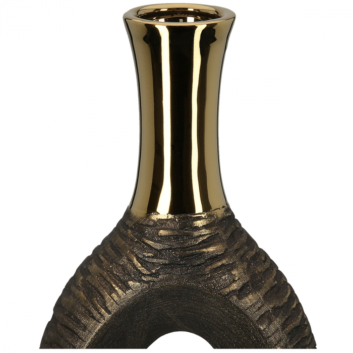 Vază perforată, Ceramică, antracit, auriu, PU 2, L. 9 cm, l. 19 cm, H 51 cm [4]