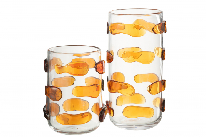 Vază, Pietriș Sticlă Chihlimbar/Transparent M, L 17| W 17| H 32 cm [2]