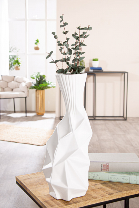 Vaza, Pisa, Ceramica, alba, PU 2, L. 15 cm, L. 18,5 cm, H. 44 cm [4]
