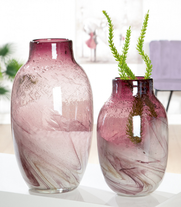 Vaza Porpora, sticla, roz alb, 27x16 cm image22