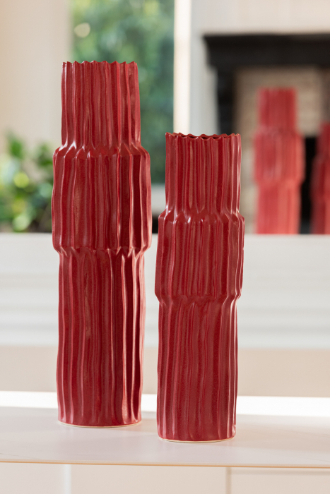 Vază, Porțelan, ondulat Roșu S, L 18| W 18| H 60 cm [2]