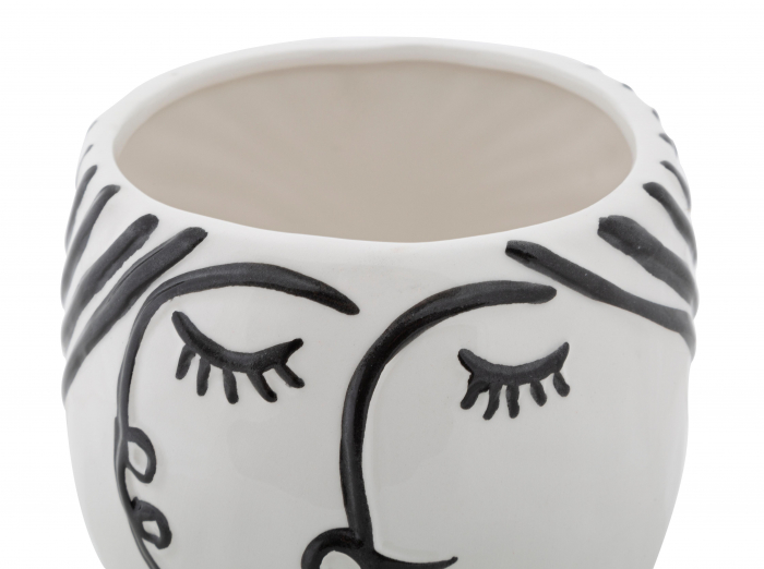 Vaza Pot face, portelan, alb/negru, 14X18.2  cm [3]