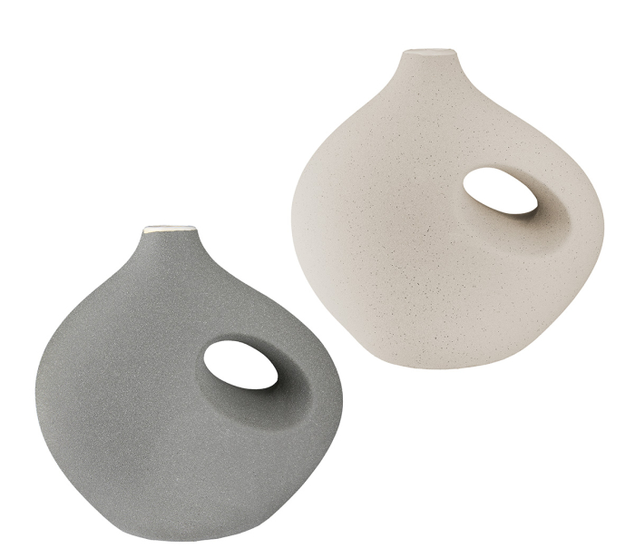 Vaza, "Radon", Ceramica, bej, gri, PU 2, 2 asortate, L. 11,5 cm, l. 21 cm, H 21 cm [1]