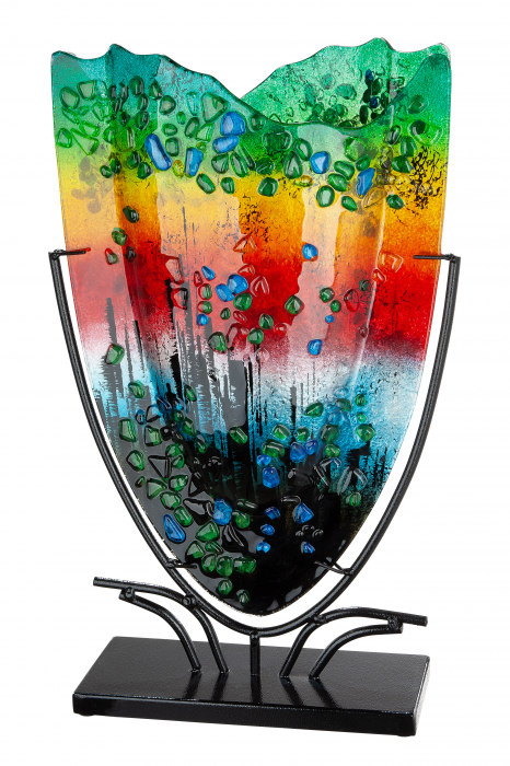 Vaza Rainbow Dots, sticla, multicolor, 10.5x47.5x29 cm 2021 lotusland.ro
