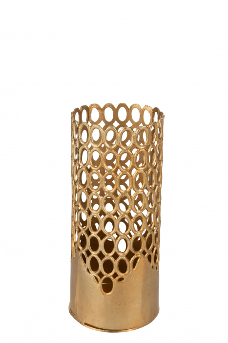 Vaza Rings, Aluminiu, Auriu, 25x25x61 cm