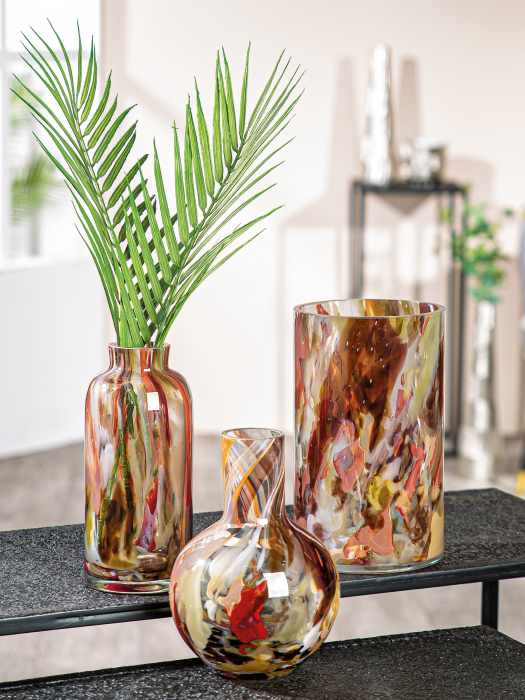 Vaza Roslin, sticla, multicolor, 22x10 cm