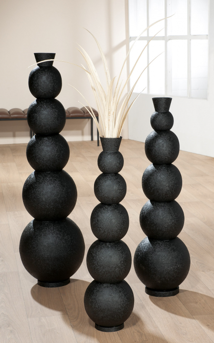Vaza Rotonda, fier, negru, 112x31 cm