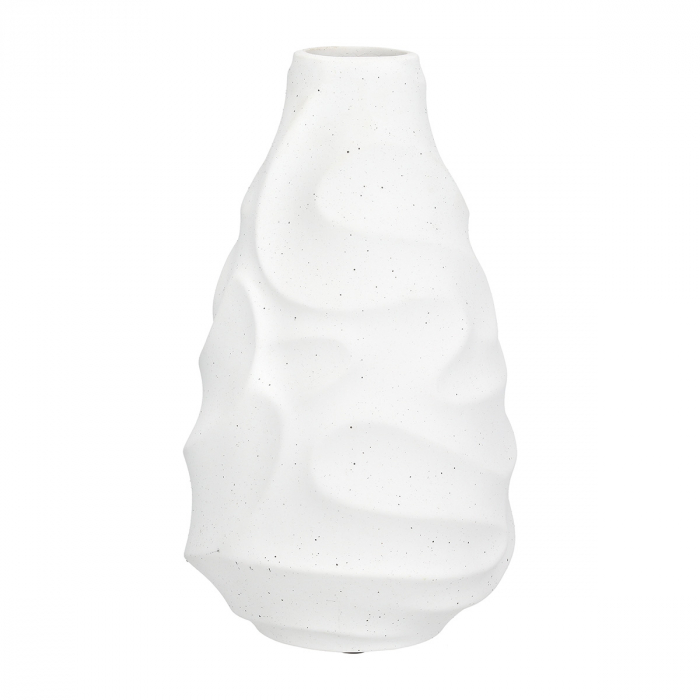 Vaza, rotunda, Ondulas, punctata, Ceramica, alba, PU 2, H. 30 cm, D. 18 cm [2]