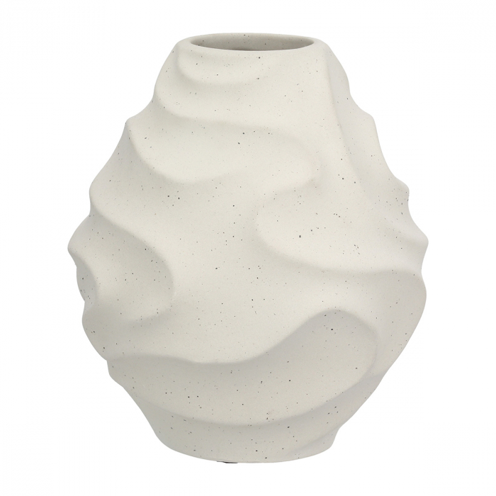 Vaza, rotunda, Ondulas, punctata, Ceramica, gri deschis, PU 2, H. 20 cm, D. 18 cm [1]