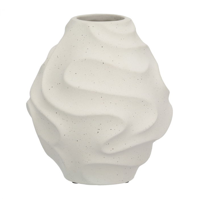 Vaza, rotunda, Ondulas, punctata, Ceramica, gri deschis, PU 2, H. 20 cm, D. 18 cm [2]