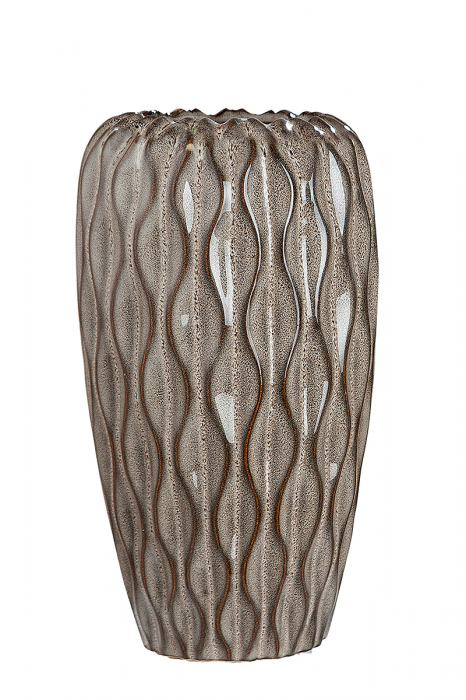 Vaza Santorin, ceramica, maro, 14x14x25 cm