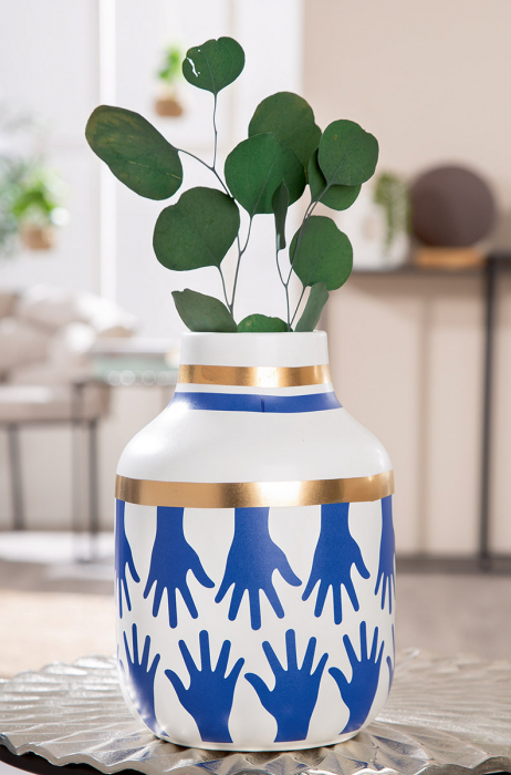 Vază, Santorini, Motiv mână, Ceramica, alb, PU 2, H. 24 cm, D. 16 cm [4]