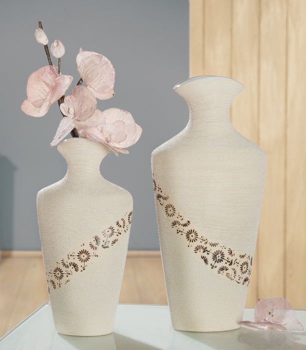 Vaza Soffione, ceramica, bej, 16x8x31 cm