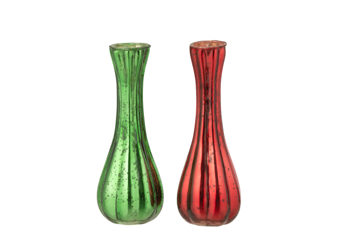 Vaza, Soliflore, sticla rosu/verde Ass 2, L [2]
