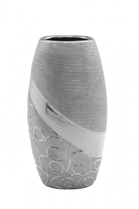 Vaza Stella, ceramica, argintiu, 18x11x34 cm