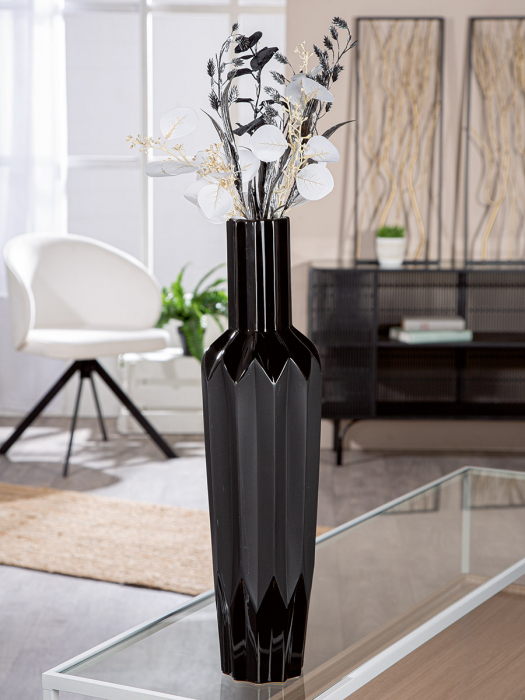 Vaza sticla, conica, Panteon, Ceramica, neagra, PU 2, H. 48 cm, D. 13 cm [5]