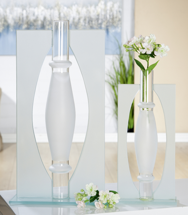 Vaza , sticla, transparent, 17x35x7 cm